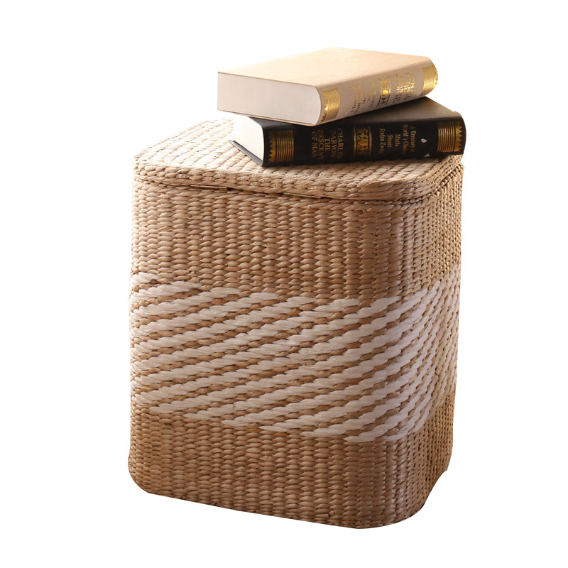 藤草编实木收纳凳子换鞋凳可坐人的玩具收纳箱储物凳杂物收纳箱子