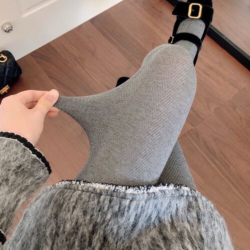 烟灰色连裤袜女秋冬亮丝加厚深灰色打底裤银丝浅灰丝袜Y咖色打底