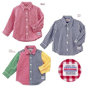 miki春夏款男女儿童宝宝内搭外穿双层纱布全棉格子长袖衬衫透气