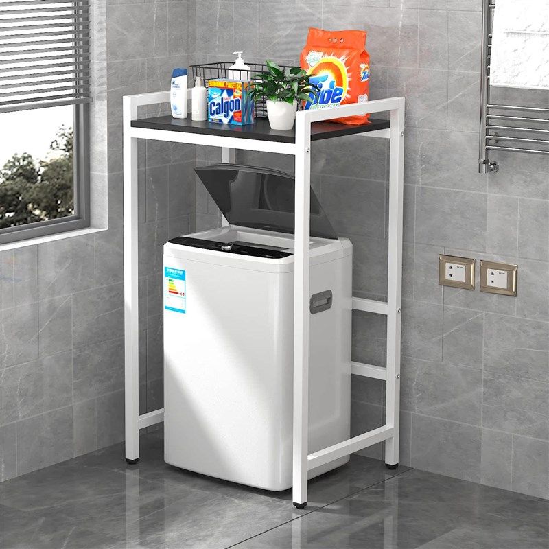 波轮洗衣机上方置物架阳台落地专用翻盖滚筒收纳架金属免打孔架子
