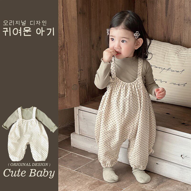 春装婴儿服一岁宝宝春秋套装韩版洋气婴幼儿背带裤打底两件套春款