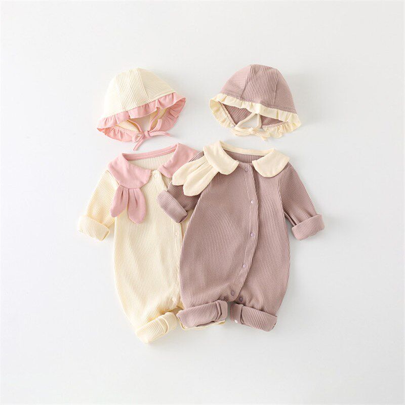 婴儿连体衣春秋装女宝宝满月百日宴超洋气公主哈衣新生儿春季爬服