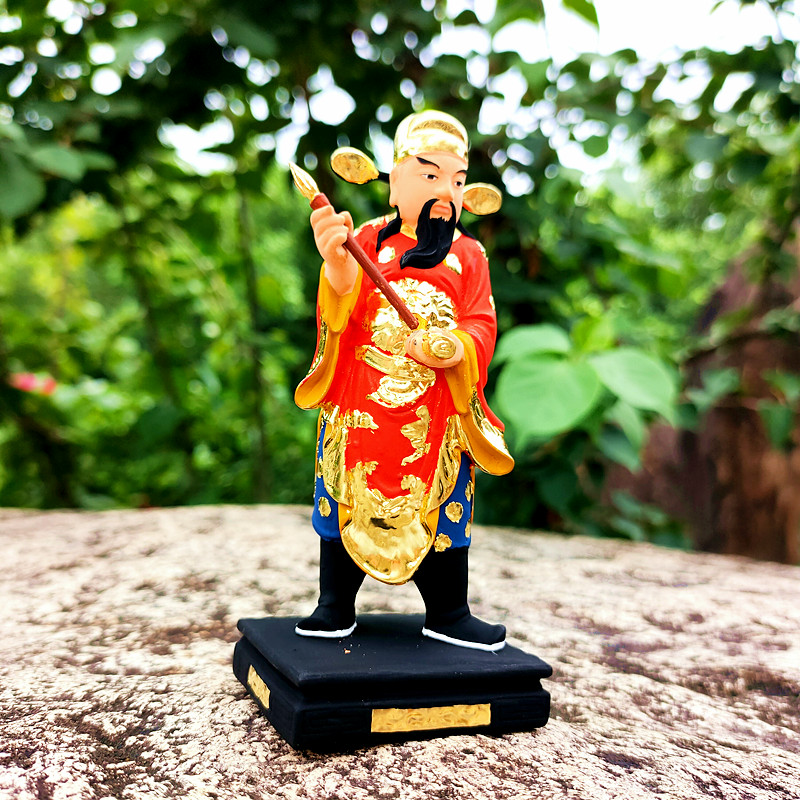 文武判官纯手工彩绘手工黄杨精雕中式一爷二爷崔珏陆之道木雕摆件