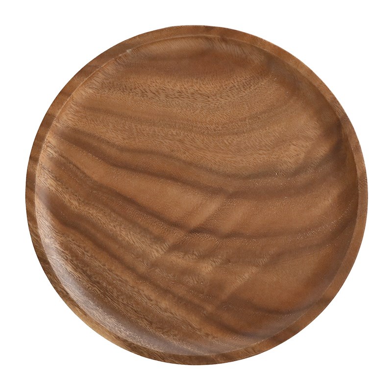 日式圆形实木托盘零食干果盘点心盘子木盘圆盘水杯茶盘木碟子