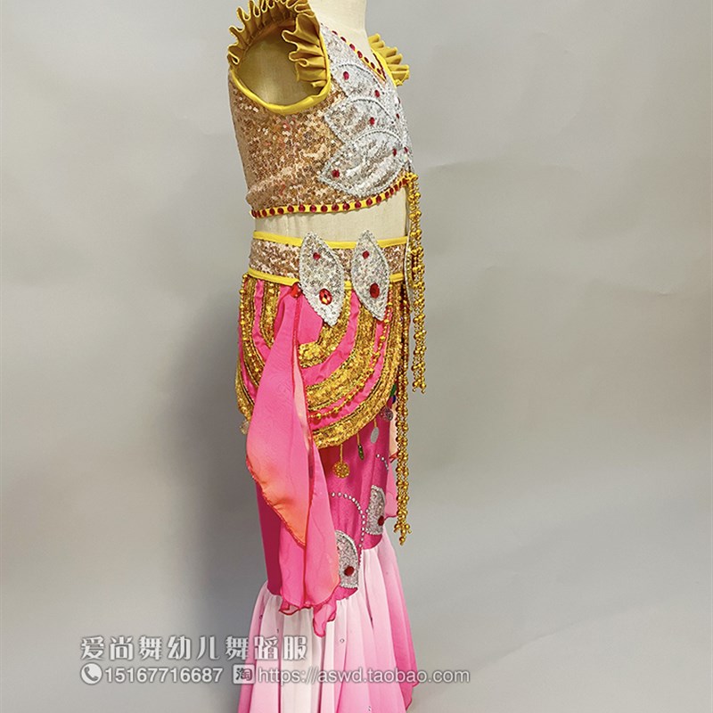 敦煌飞天舞蹈演出服儿童中国古典舞飞天反弹琵琶吉祥天女表演服装