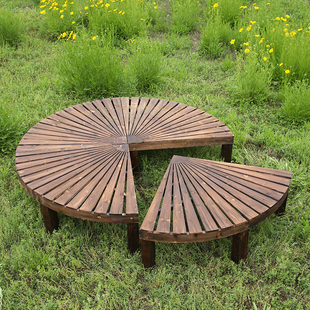 实木台阶脚踏踩脚板阳台角落木踏板时尚 简约创意落地拐角花架圆形