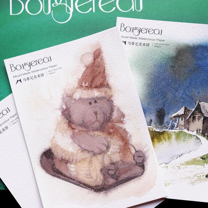 马蒂尼布格罗水彩纸棉浆300g中粗方形纸油画棒彩铅纸水彩画纸