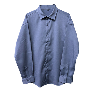 秋冬磨毛保暖休闲男长袖衬衫轻熟风高级感宽松叠穿内搭浅蓝色春季