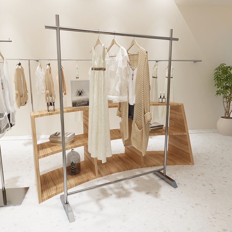 不锈钢服装店展示架落地式挂衣架男女童装店货架陈列架简约衣架