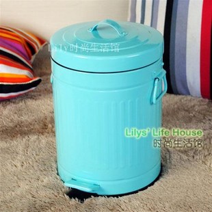 客厅书房间卧室厨房 哑粉缓慢降静音金属垃圾桶 3512圆形脚踏式