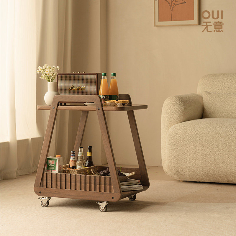 无意实木沙发边几可移动带轮茶几高级感黑胡桃木客厅小推车轻奢,住宅家具,移动边几/推车,淘宝优惠券,粉丝福利购,淘宝优惠卷