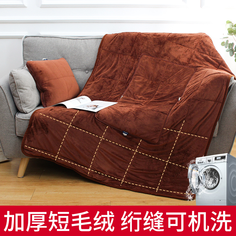 抱枕被子两用二合一加厚珊瑚绒办公室折叠午睡毯汽车内冬季加厚
