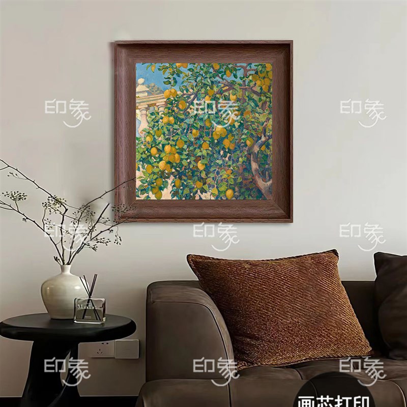 《柠檬树》玄关走廊过道客厅背景墙方形装饰挂画客厅风景画图片