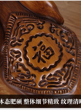 大象摆件实木雕刻招财象一对工艺品家居新中式客厅玄关办公室礼品