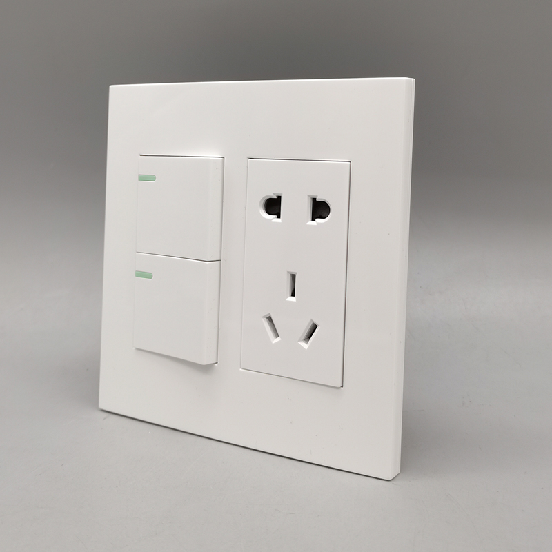 120型六位大五孔10A电源+开关插座双开关2联开关二三孔双控面板