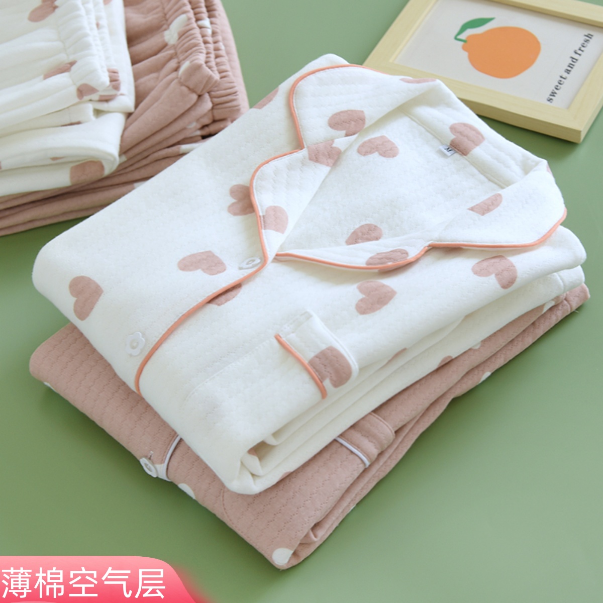 三层保暖女士秋天冬季新款加厚纯棉空气层睡衣夹棉薄款长袖家居服