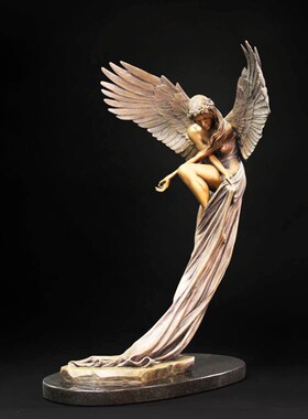 抽象天使翅膀人物雕塑铸铜欧式装饰摆件别墅酒店创意艺术品装饰