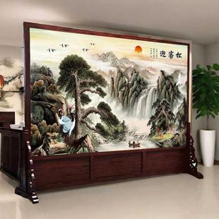 实木客厅大厅进门遮挡屏风公司单位办公室玄关双面隔断迎直销 中式