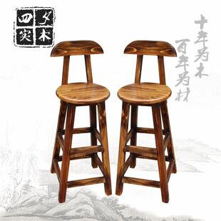 包邮 实木吧台椅酒吧椅高脚凳家用小方户外阳台咖啡厅收银台桌椅凳