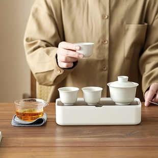 旅行茶具带茶盘套装 简约家用泡茶 户外便携式 收纳包轻奢办公室日式