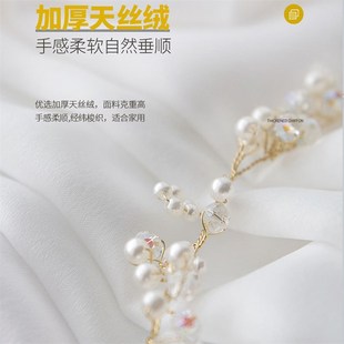 加厚天丝绒透光不透人窗纱卧室客厅飘窗纱帘半遮光纯白纱北欧 新款