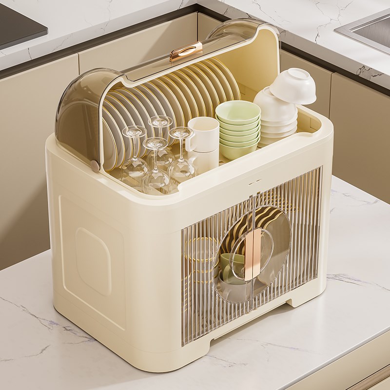 家用厨房碗架碗筷收纳盒带盖放餐具装碗箱碟盘沥水置物架塑料碗柜