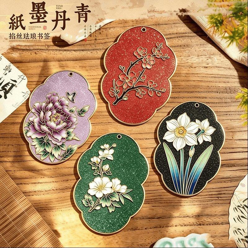 中秋免掐丝珐琅古风书签材料包