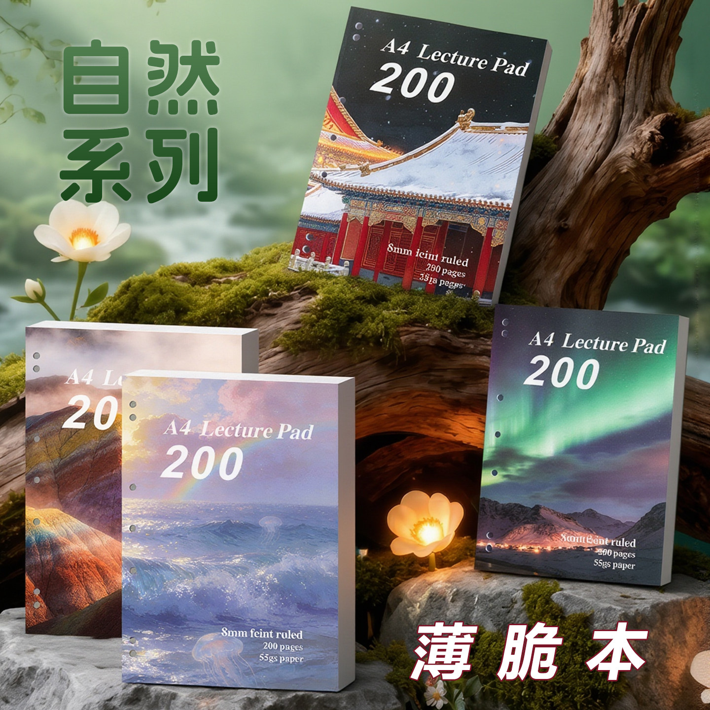 美式高颜值薄脆本A4不硌手活页本2026新款学生专用笔记本考研考公考编记事横线笔记本55g薄脆纸张错题记事本