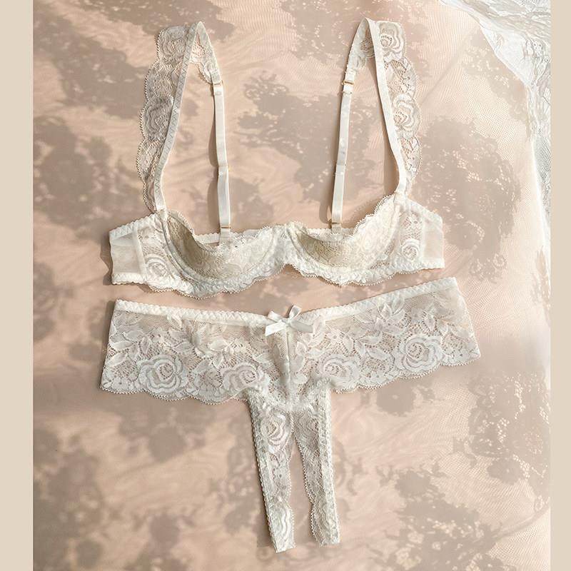 法式蕾丝半杯钢圈胸垫聚拢胸罩开 裆内裤性感诱惑内衣丁字裤套装,女士内衣/男士内衣/家居服,文胸套装,淘宝优惠券,粉丝福利购,淘宝优惠卷