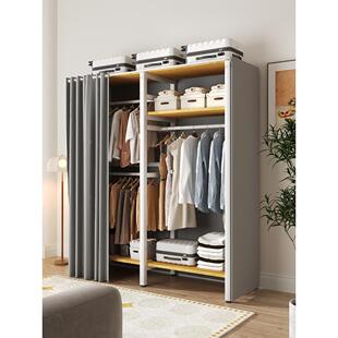 衣架落地卧室衣帽间架子组装家用挂衣架开放式置物架钢木组合衣柜