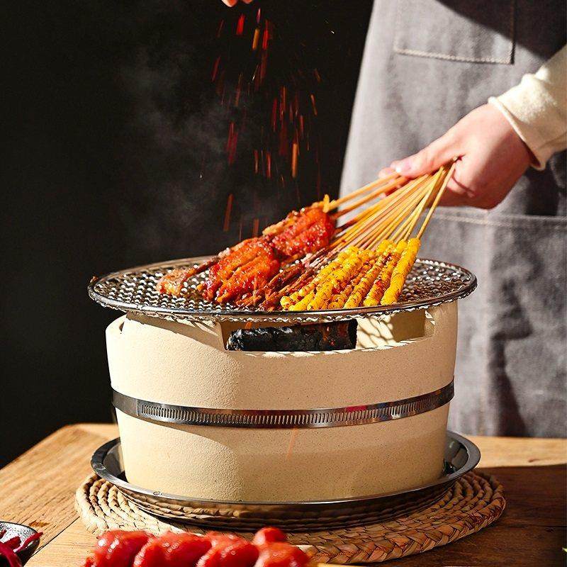 烧烤炉家用户外木炭烤火碳炉陶瓷火锅炉老式泥炉烤肉炉港式打边炉,厨房/烹饪用具,烧烤炉,淘宝优惠券,粉丝福利购,淘宝优惠卷