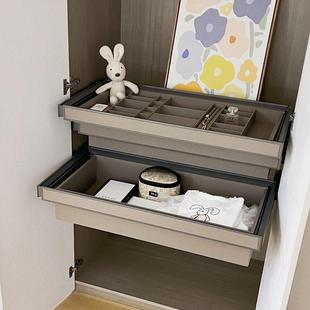 衣柜首饰盒抽屉皮拉篮内置伸缩裤 架衣帽间抽拉五金配件皮革内衣盒