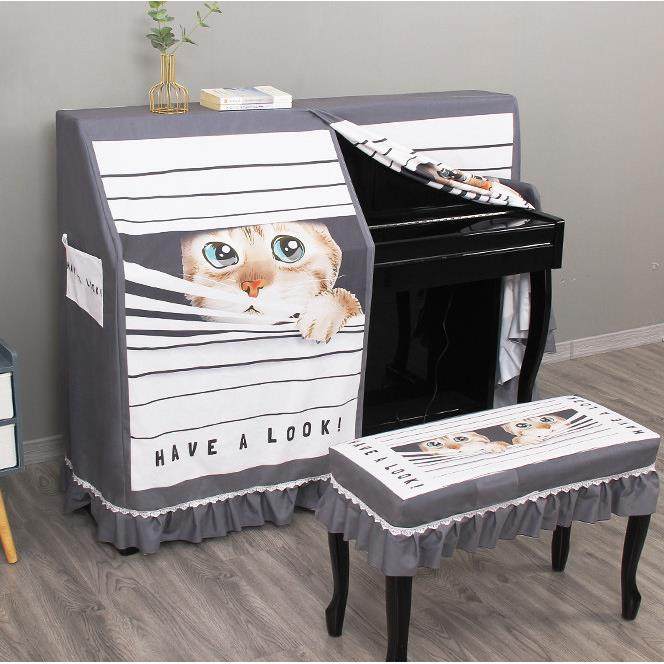 钢琴罩全罩高档公主钢琴布盖布 现代简约北欧蕾丝钢琴套防尘罩子