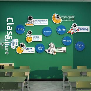 班级文化墙贴纸教室布置装饰黑板报纸工艺品初中开学小学自学励志