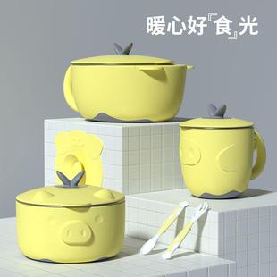 宝宝吃饭注水保温碗小孩吸盘碗勺婴儿辅食碗库存处理 儿童餐具套装