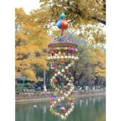 竹果盘风铃大型双层钟挂件云南民族特色挂件酒店客厅装 饰挂件