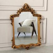 饰镜壁挂法式 欧式 化妆镜覆古雕花卫浴镜金色玄关镜壁炉装 化妆镜子