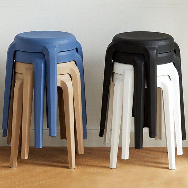 塑料凳子加厚可叠放特厚家用大人久坐舒服现代简约摞叠椅高圆板凳