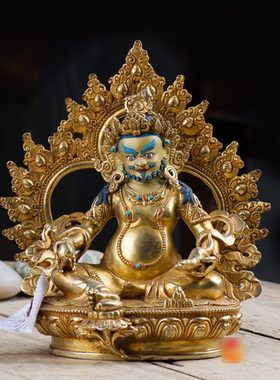 黄财神 家用用品摆件尼泊尔手工雕花5寸全鎏金藏巴拉摆件