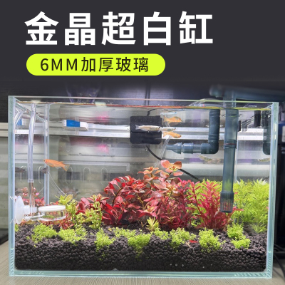 中小型家用金晶五线超白玻璃鱼缸一体式加厚鱼缸造景缸桌面缸裸缸