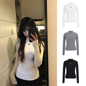 毛衣上衣 修身 MosesQueen魔西女王白色半高领针织衫 秋冬内搭打底衫