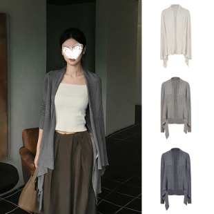 外套上衣 外搭长袖 MosesQueen魔西女王纸片人针织开衫 不规则中长款