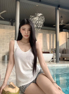 MosesQueen魔西女王白色薄款吊带背心女外穿宽松慵懒内搭无袖上衣