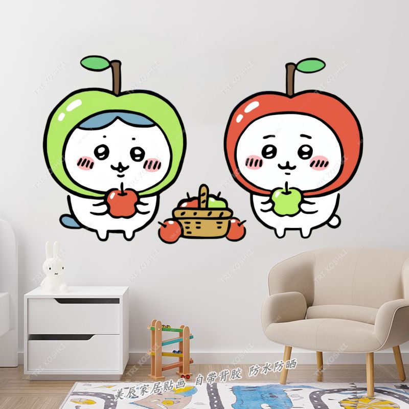 卡通苹果墙贴行李箱贴纸儿童房防水贴纸可爱动漫风遮瑕可移除贴纸