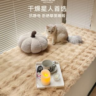 网红卧室窗台垫奶油风毛绒加厚阳台垫榻榻米坐垫 兔兔绒飘窗垫冬季