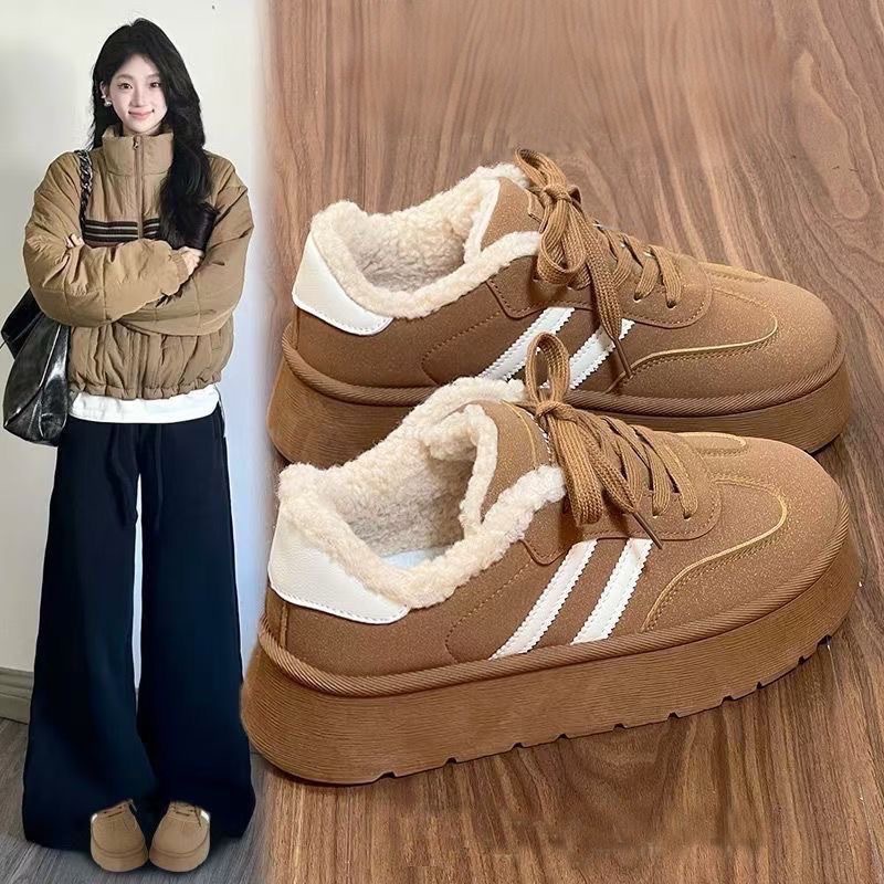 厚底棉鞋百搭加绒雪地靴德训鞋