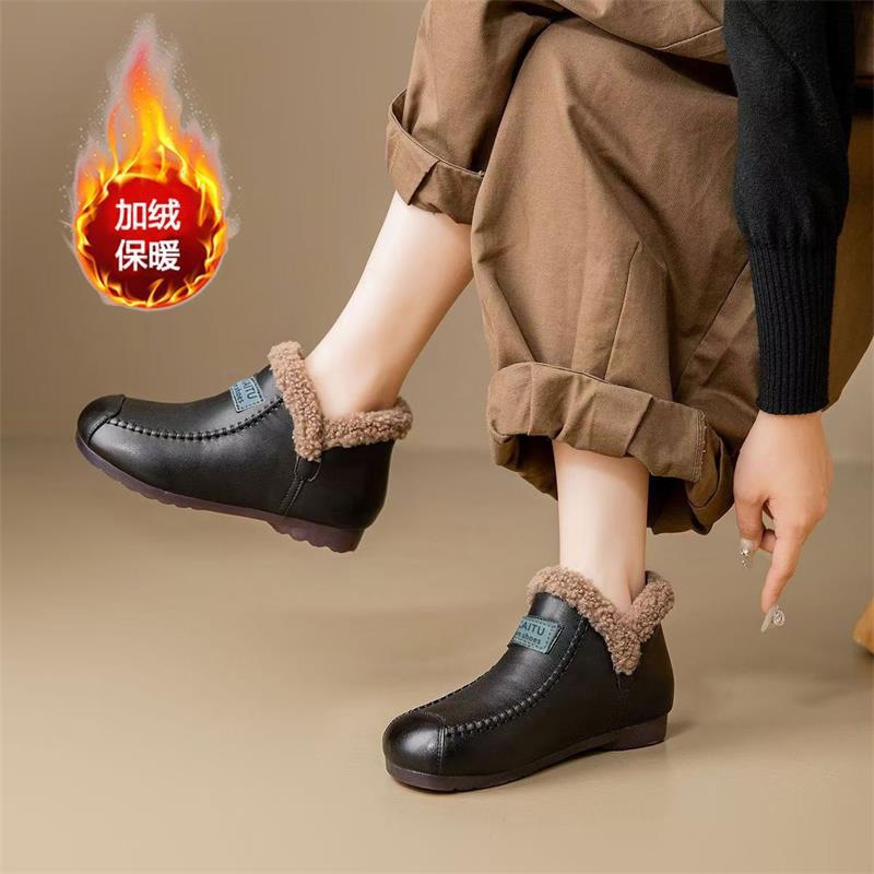 新款复古奶奶鞋软皮软底妈妈鞋