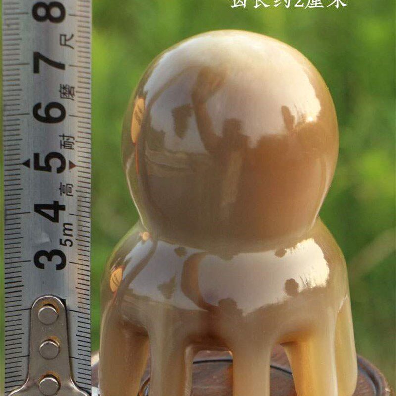 天然白牛角梳子洗头按摩全身经络头疗防静电粗大齿U梳长6~7厘米