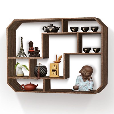 茶架子置物架墙上壁挂式茶具茶壶架子摆架实木中式博古架简约现代