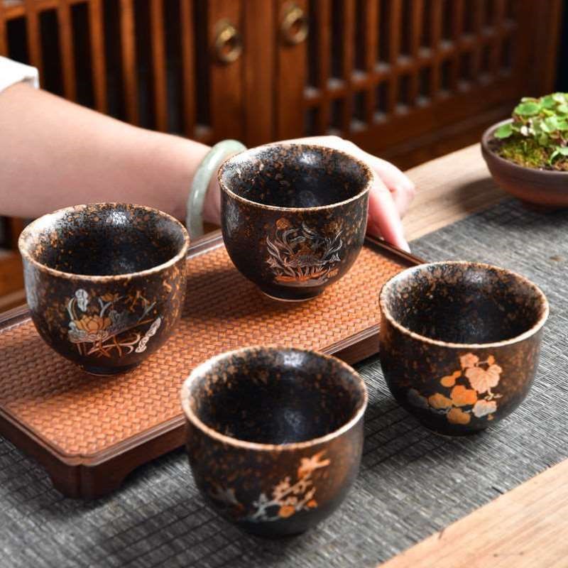 柴烧杯窑变茶杯品茗杯单杯个人专用主人杯陶瓷茶碗茶盏手工品茗杯